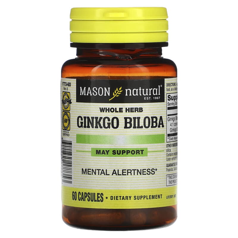 Mason Natural Whole Herb Ginkgo Biloba 60 Capsules 1 Mason Natural Whole Herb Ginkgo Biloba 60 Capsules 311845177353