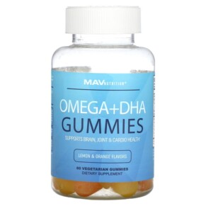 MAV Nutrition Omega + DHA Gummies Lemon & Orange 60 Vegetarian Gummies 850018273121