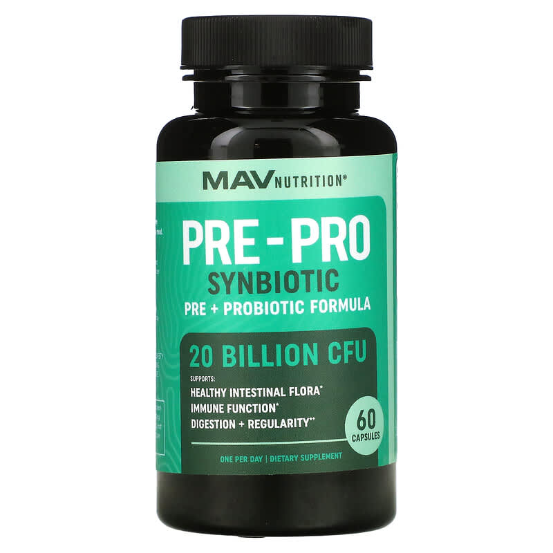 MAV Nutrition Pre-Pro Synbiotic Pre + Probiotic Formula 60 Capsules 1 MAV Nutrition Pre-Pro Synbiotic Pre + Probiotic Formula 60 Capsules 850018273145