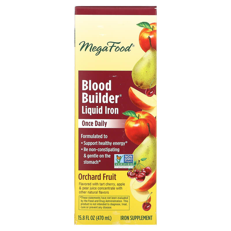 MegaFood Blood Builder Liquid Iron Once Daily Orchard Fruit 15.8 fl oz (470 ml) 1 MegaFood Blood Builder Liquid Iron Once Daily Orchard Fruit 15.8 fl oz (470 ml) 051494103685