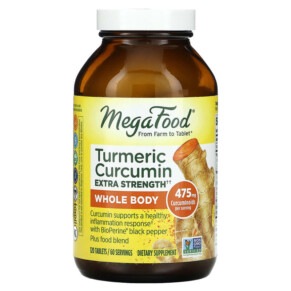 MegaFood Turmeric Curcumin Extra Strength Whole Body 237.5 mg 120 Tablets 051494100103