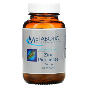 Metabolic Maintenance Zinc Picolinate 30 mg 100 Capsules 838287004363