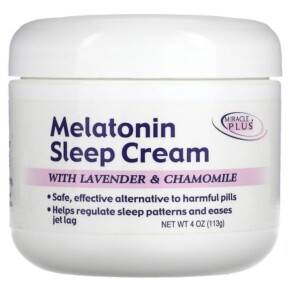 Miracle Plus Melatonin Sleep Cream With Lavender & Chamomile 4 oz (113 g) 819265006203
