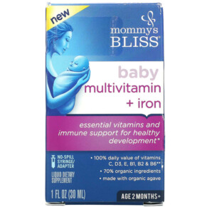 Mommy's Bliss Baby Multivitamin + Iron Ages 2 Months Grape 1 fl oz (30 ml) 679234056147