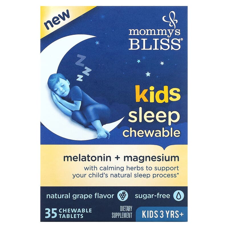 Mommy's Bliss Kids Sleep Chewable Melatonin + Magnesium Kids 3 Yrs+ Natural Grape 35 Chewable Tablets 1 Mommy's Bliss Kids Sleep Chewable Melatonin + Magnesium Kids 3 Yrs+ Natural Grape 35 Chewable Tablets 679234071843