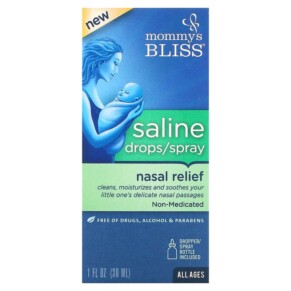 Mommy's Bliss Saline Drops/Spray Nasal Relief All Ages 1 fl oz (30 ml) 679234051647