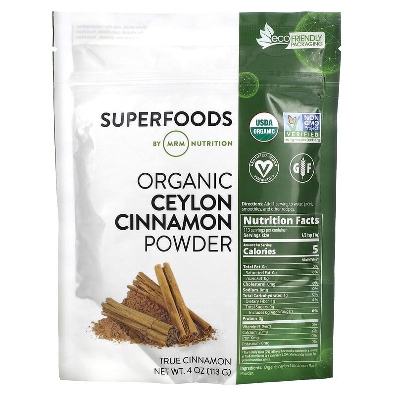 MRM Nutrition Organic Ceylon Cinnamon Powder 4 oz (113 g) 1 MRM Nutrition Organic Ceylon Cinnamon Powder 4 oz (113 g) 609492800374