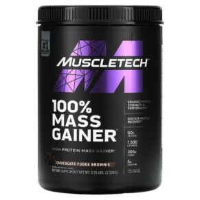 MuscleTech 100% Mass Gainer Chocolate Fudge Brownie 5.15 lbs (2.33 kg) 631656711455