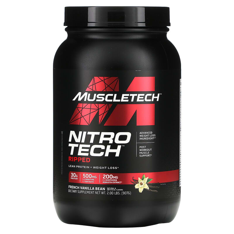 MuscleTech Nitro Tech Ripped Lean Protein + Weight Loss French Vanilla Bean 2 lbs (907 g) 1 MuscleTech Nitro Tech Ripped Lean Protein + Weight Loss French Vanilla Bean 2 lbs (907 g) 631656709452