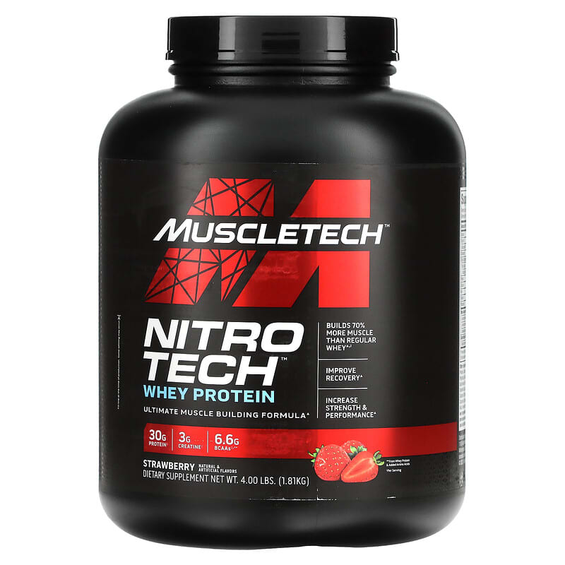 MuscleTech Nitro Tech Whey Protein Strawberry 4 lbs (1.81 kg) 1 MuscleTech Nitro Tech Whey Protein Strawberry 4 lbs (1.81 kg) 631656703306