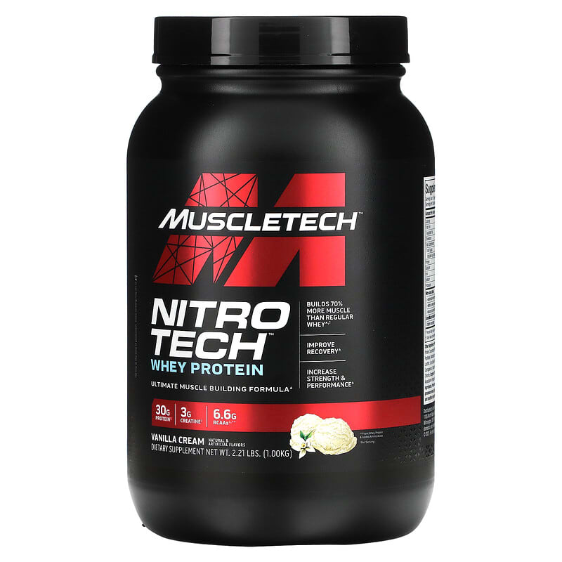 MuscleTech Nitro Tech Whey Protein Vanilla Cream 2.21 lbs (1 kg) 1 MuscleTech Nitro Tech Whey Protein Vanilla Cream 2.21 lbs (1 kg) 631656703252