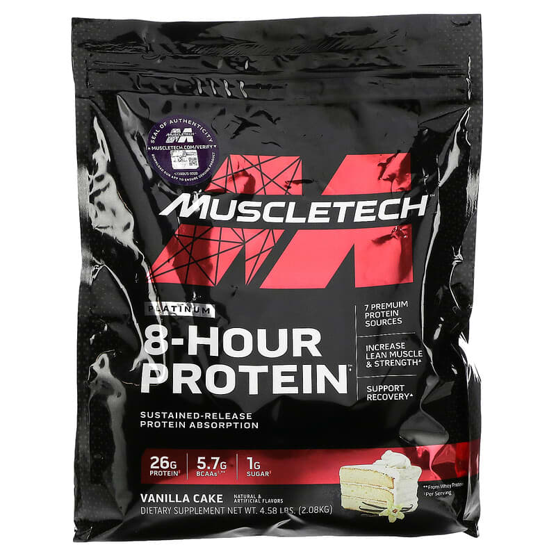 MuscleTech Platinum 8-Hour Protein Vanilla Cake 4.58 lbs (2.08 kg) 1 MuscleTech Platinum 8-Hour Protein Vanilla Cake 4.58 lbs (2.08 kg) 631656703535