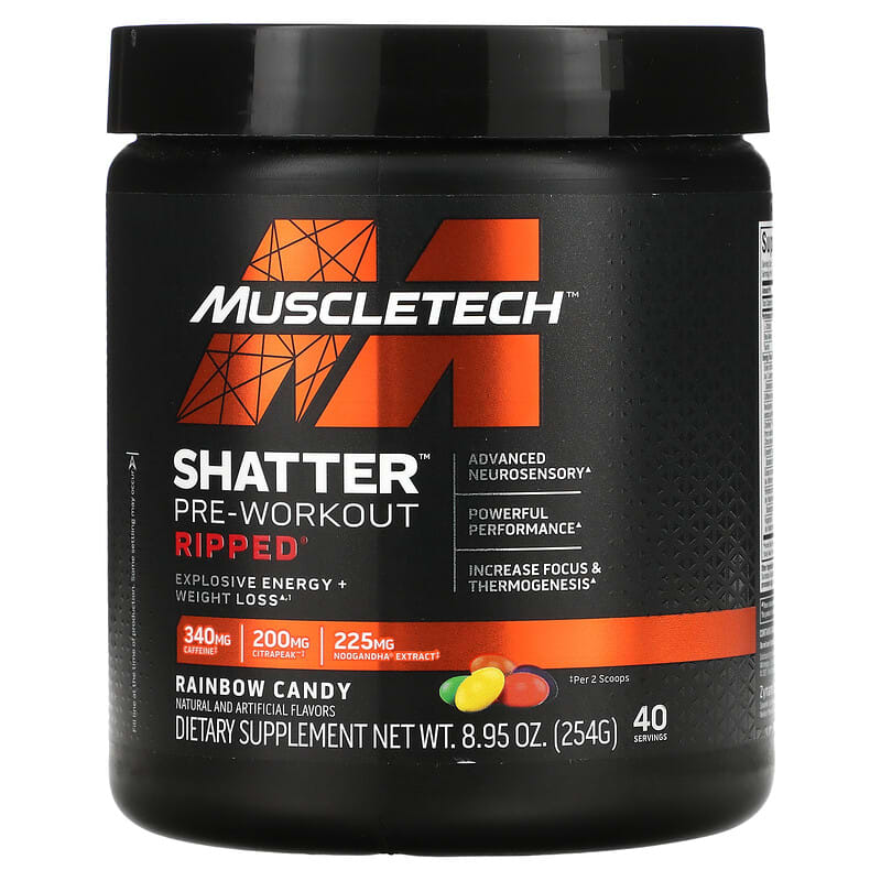 MuscleTech Shatter Pre-Workout Ripped Rainbow Candy 8.95 oz (254 g) 1 MuscleTech Shatter Pre-Workout Ripped Rainbow Candy 8.95 oz (254 g) 631656716504