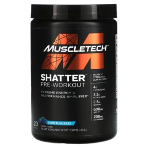 MuscleTech Shatter Pre-Workout Sour Blue Razz 12.82 oz (363 g) 631656715682