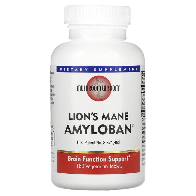 Mushroom Wisdom Amyloban 3399 180 Veggie Tabs 1 Mushroom Wisdom Lion's Mane Amyloban 180 Vegetarian Tablets 791014309004