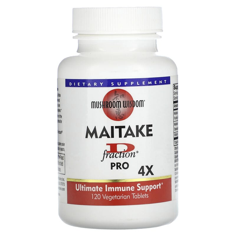 Mushroom Wisdom Maitake D-Fraction Pro 4X 120 viên 1 Mushroom Wisdom Maitake D-Fraction Pro 4X 120 Vegetarian Tablets 791014107228