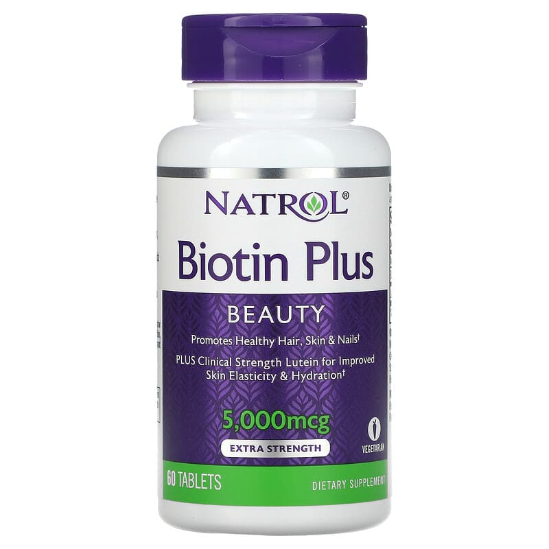 Natrol Biotin Plus Extra Strength 5,000 mcg 60 viên 1 Natrol Biotin Plus Extra Strength 5.000 mcg 60 Tablets 047469071417