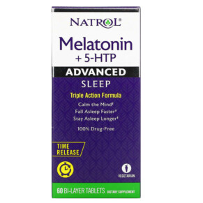 Natrol Melatonin + 5-HTP Advanced Sleep 60 Bi-Layer Tablets 047469072292