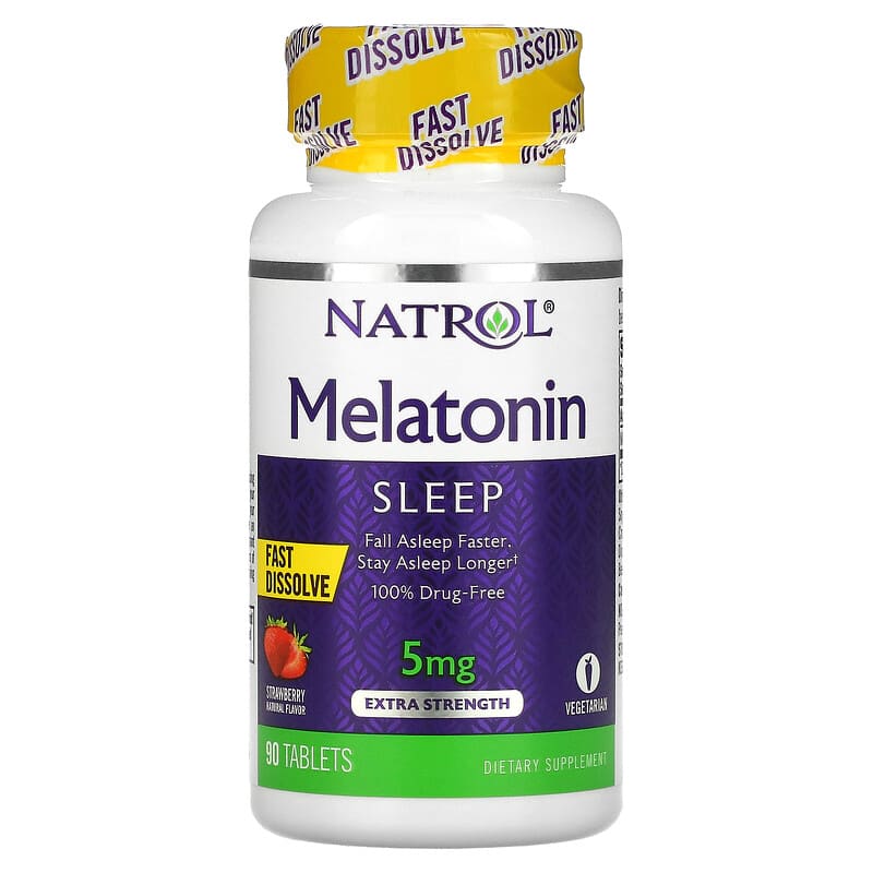 Natrol Melatonin Fast Dissolve Extra Strength Strawberry 5 mg 90 viên 1 Natrol Melatonin Fast Dissolve Extra Strength Strawberry 5 mg 90 Tablets 047469058654