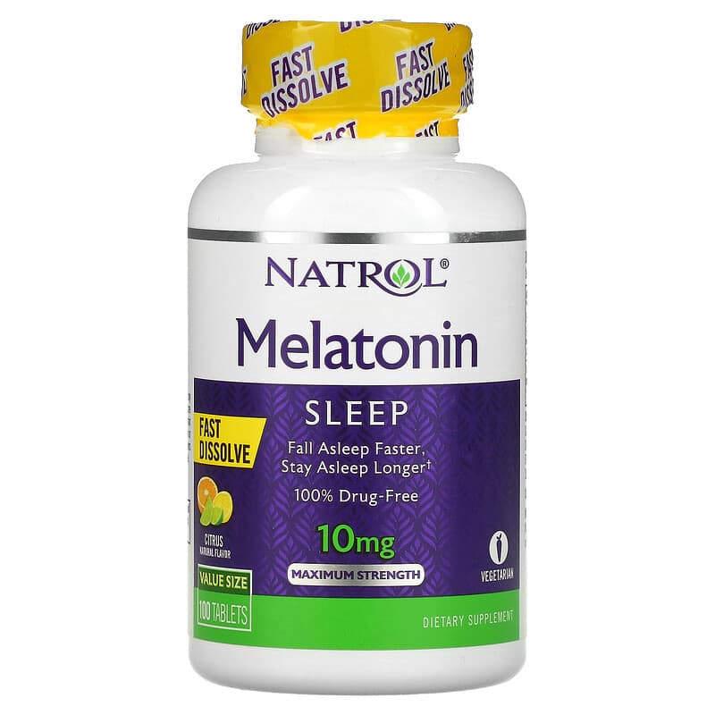 Natrol Melatonin Maximum Strength Citrus Flavor 10 mg 100 viên 1 Natrol Melatonin Fast Dissolve Maximum Strength Citrus 10 mg 100 Tablets 047469071660