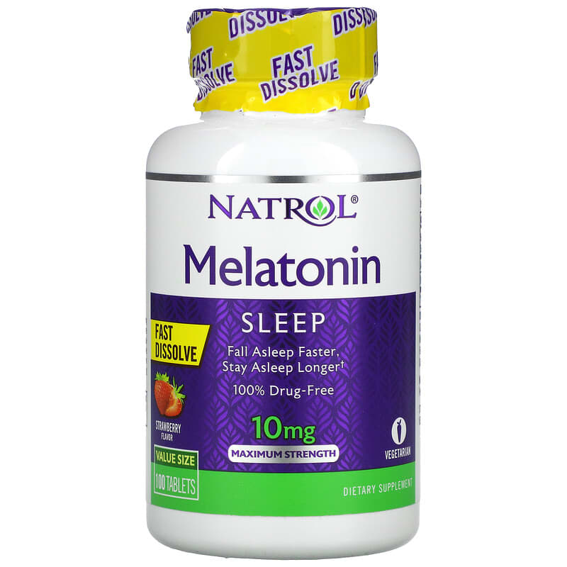 Natrol Melatonin Fast Dissolve Maximum Strength Strawberry 10 mg 100 viên 1 Natrol Melatonin Fast Dissolve Maximum Strength Strawberry 10 mg 100 Tablets 047469071509