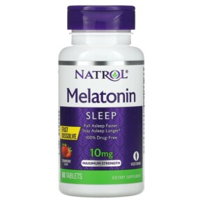 Natrol Melatonin Fast Dissolve Maximum Strength Strawberry 10 mg 60 Tablets 047469062118