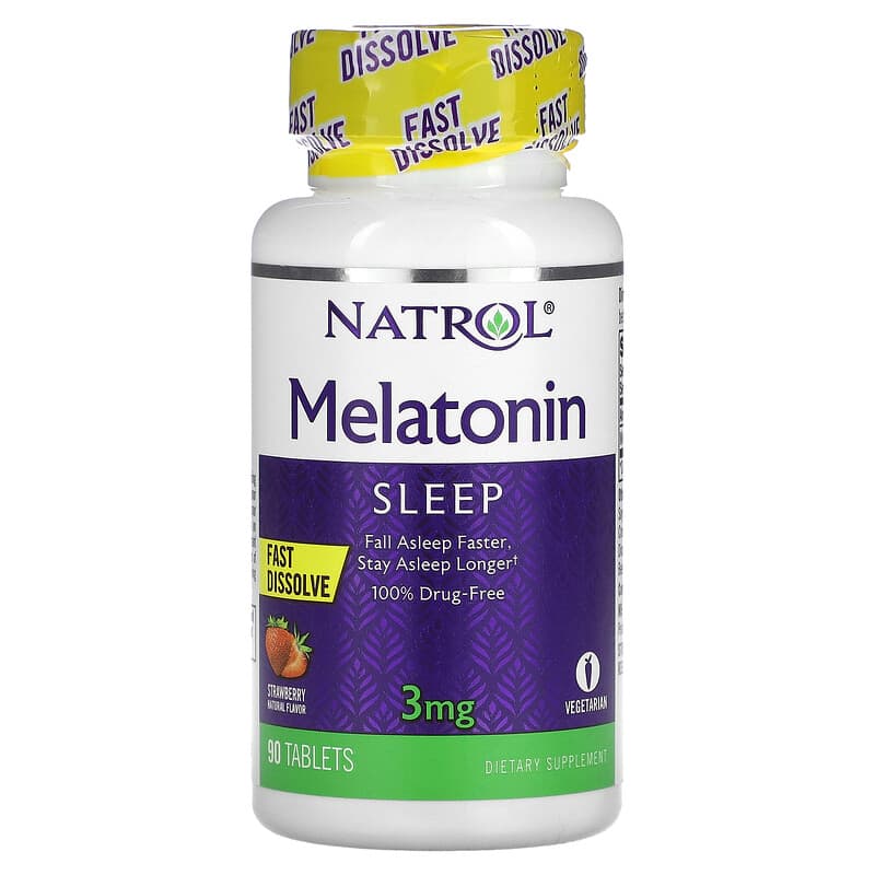 Natrol Melatonin Fast Dissolve Strawberry Flavor 3 mg 90 viên 1 Natrol Melatonin Fast Dissolve Strawberry 3 mg 90 Tablets 047469060763