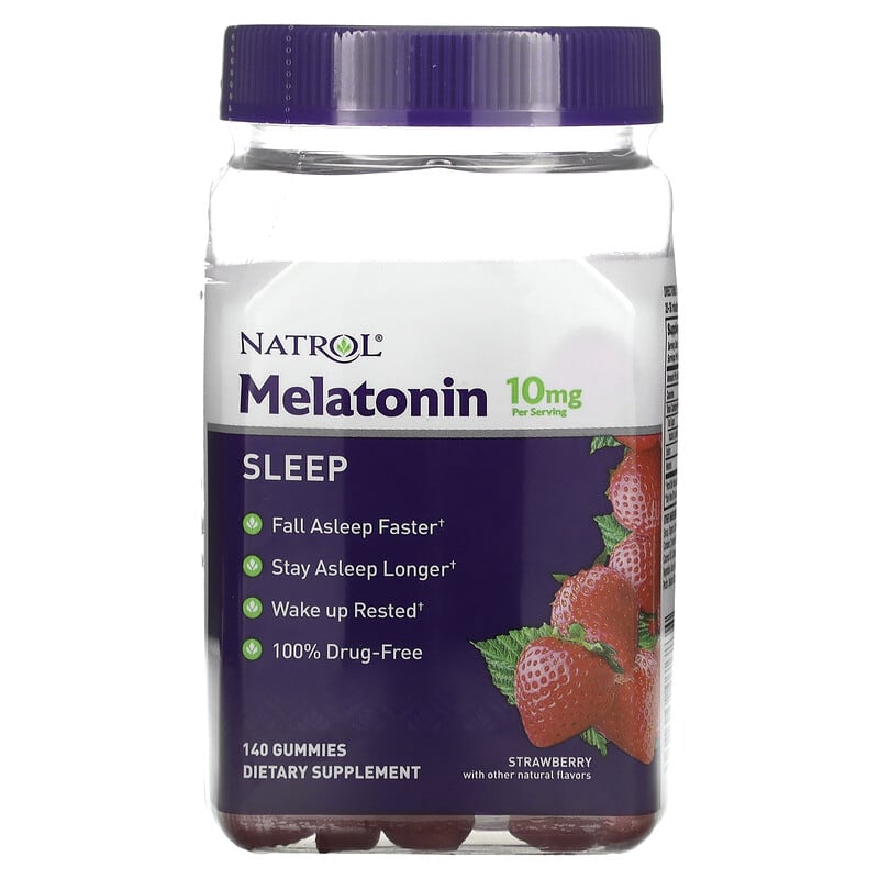 Natrol Melatonin Strawberry 10 mg 140 Gummies 1 Natrol Melatonin Sleep Strawberry 5 mg 140 Gummies 047469076832