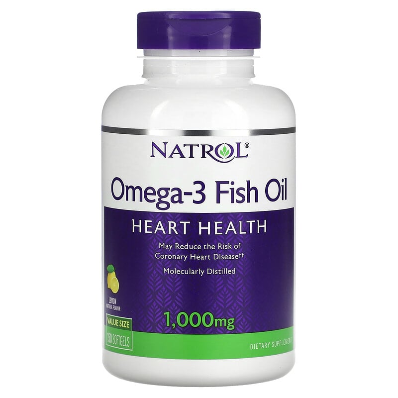 Natrol Omega-3 Fish Oil Natural Lemon Flavor 1,000 mg 150 Softgels 1 Natrol Omega-3 Fish Oil Lemon 1.000 mg 150 Softgels 047469040406