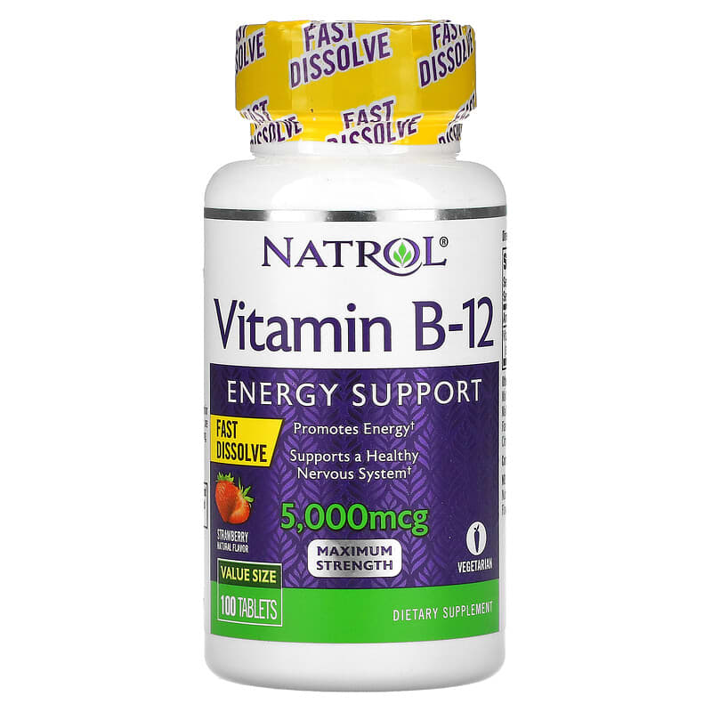 Natrol Vitamin B-12 Fast Dissolve Maximum Strength Strawberry 5,000 mcg 100 viên 1 Natrol Vitamin B-12 Fast Dissolve Maximum Strength Strawberry 5.000 mcg 100 Tablets 047469066727