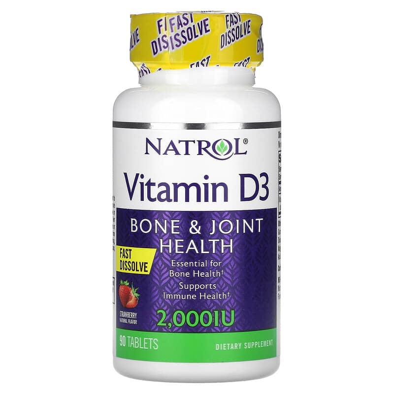 Natrol Vitamin D3 Bone & Joint Health Strawberry 2,000 IU 90 viên 1 Natrol Vitamin D3 Bone & Joint Health Strawberry 2.000 IU 90 Tablets 047469058890