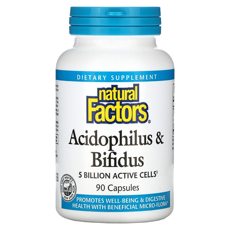 Natural Factors Acidophilus & Bifidus 5 Billion 90 Capsules 1 Natural Factors Acidophilus & Bifidus 5 Billion 90 Capsules 068958018003