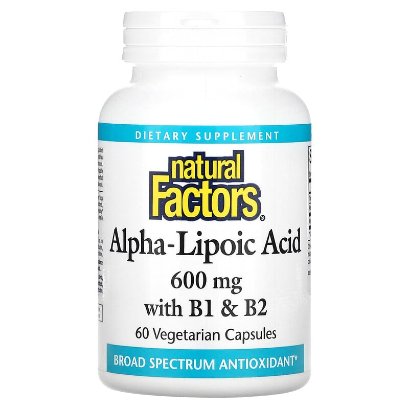 Natural Factors Alpha-Lipoic Acid with B1 & B2 600 mg 60 Vegetarian Capsules 1 Natural Factors Alpha-Lipoic Acid with B1 & B2 600 mg 60 Vegetarian Capsules 068958021027