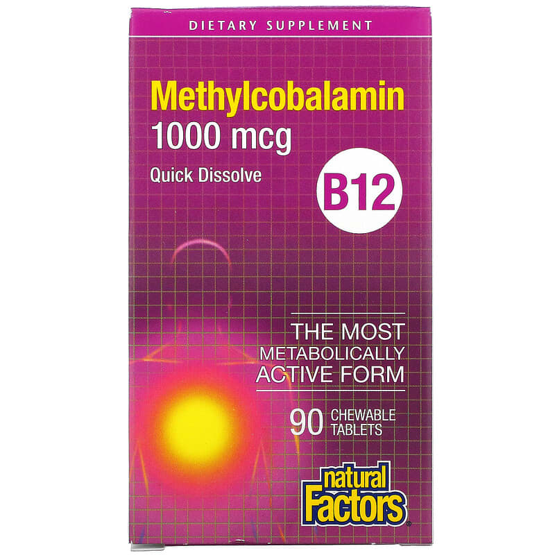 Natural Factors B12 Methylcobalamin 1,000 mcg 90 viên nhai 1 Natural Factors B12 Methylcobalamin 1.000 mcg 90 Chewable Tablets 068958012421