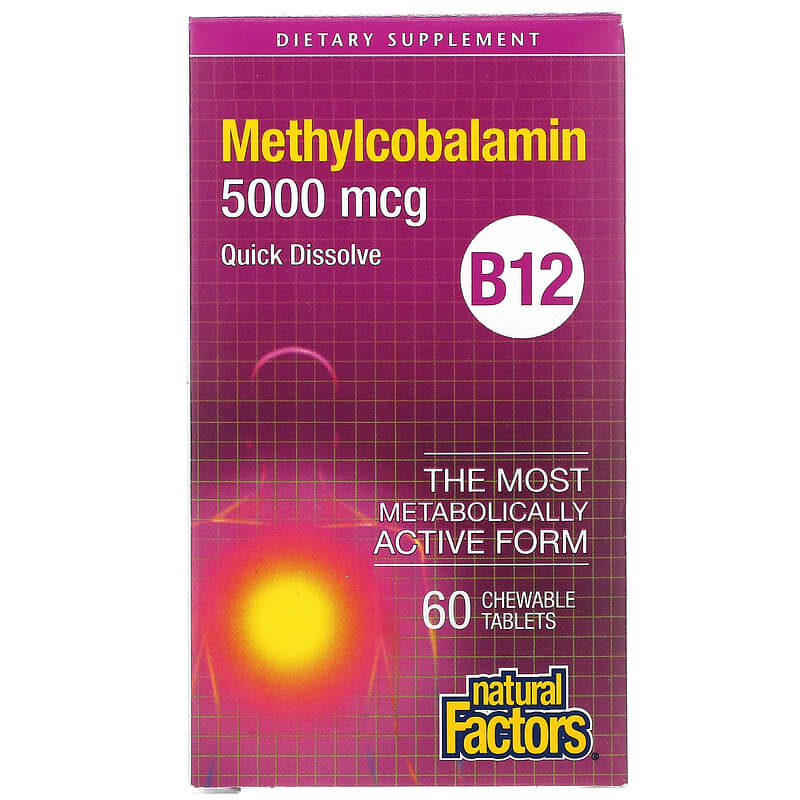 Natural Factors B12 Methylcobalamin 5000 mcg 60 viên nhai 1 Natural Factors B12 Methylcobalamin 5.000 mcg 60 Chewable Tablets 068958012476