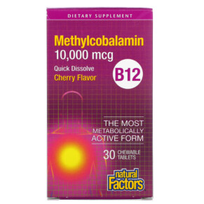 Natural Factors B12 Methylcobalamin Cherry 10.000 mcg 30 Chewable Tablets 068958012445