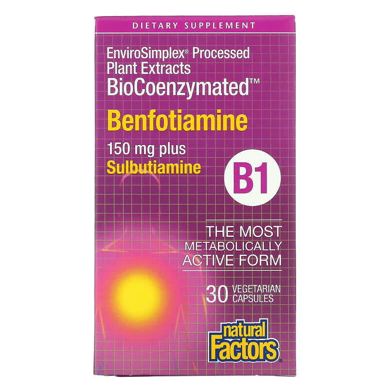 Natural Factors BioCoenzymated B1 Benfotiamine Plus Sulbutiamine 150 mg 30 viên 1 Natural Factors BioCoenzymated B1 Benfotiamine Plus Sulbutiamine 150 mg 30 Vegetarian Capsules 068958012483