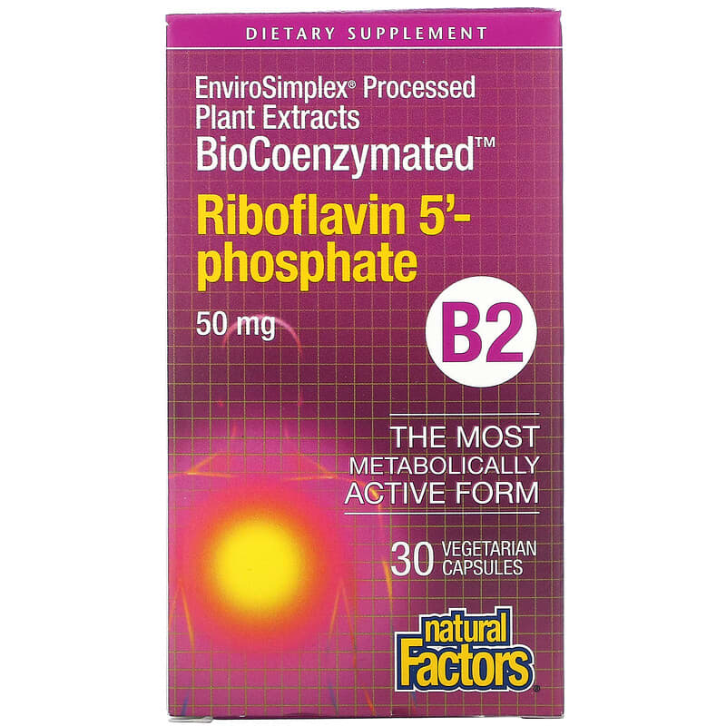 Natural Factors BioCoenzymated B2 Riboflavin 5'-Phosphate 50 mg 30 viên 1 Natural Factors BioCoenzymated B2 Riboflavin 5'-Phosphate 50 mg 30 Vegetarian Capsules 068958012490