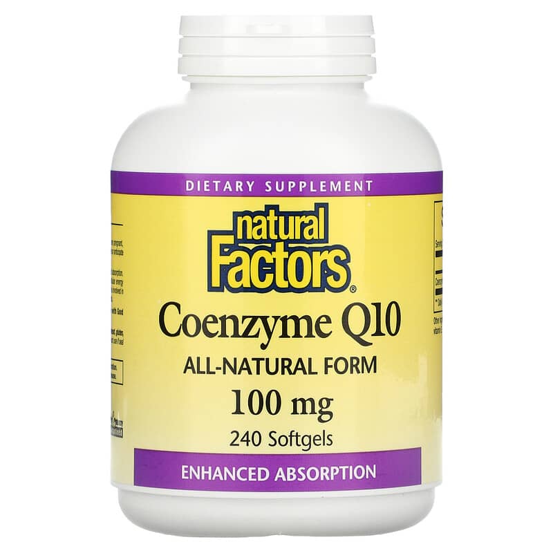 Natural Factors Coenzyme Q10 100 mg 240 Softgels 1 Natural Factors Coenzyme Q10 100 mg 240 Softgels 068958020822