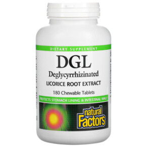 Natural Factors DGL Deglycyrrhizinated Licorice Root Extract 180 Chewable Tablets 068958045078