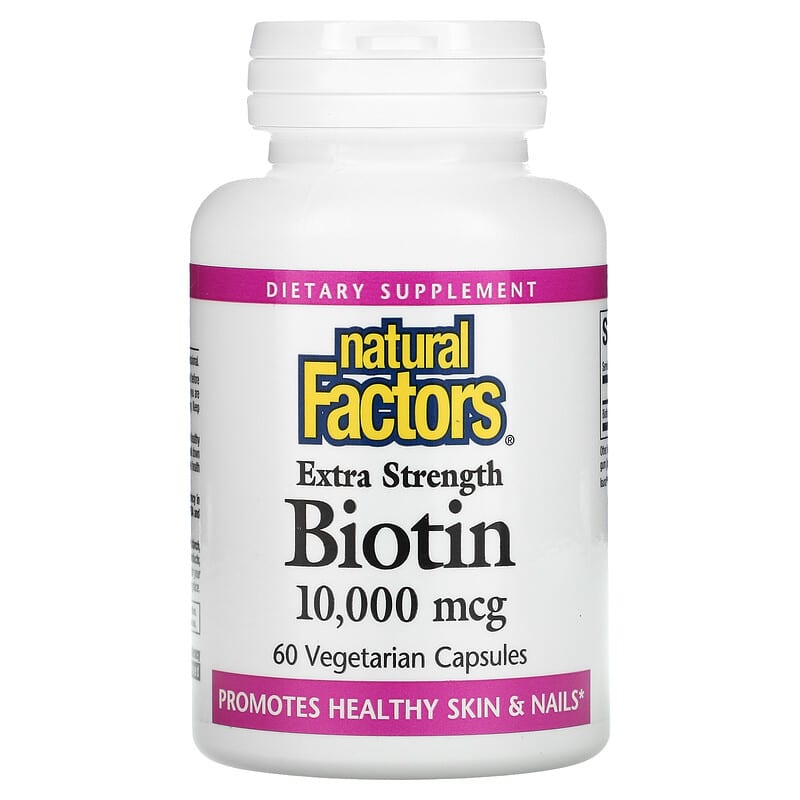 Natural Factors Extra Strength Biotin 10,000 mcg 60 viên 1 Natural Factors Extra Strength Biotin 10.000 mcg 60 Vegetarian Capsules 068958012636