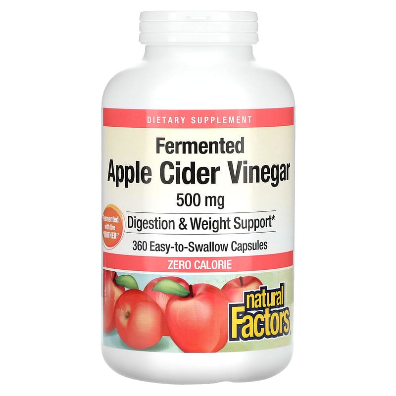 Natural Factors Apple Cider Vinegar 500 mg 360 viên 1 Natural Factors Fermented Apple Cider Vinegar 500 mg 360 Easy-to -Swallow Capsules 068958020549