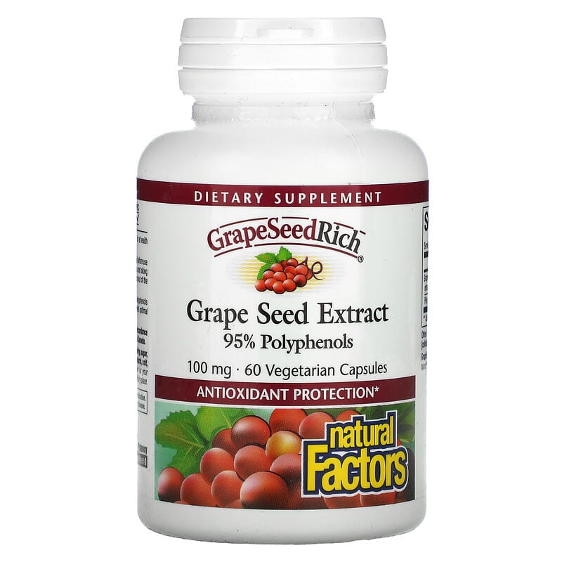 Natural Factors GrapeSeedRich Grape Seed Extract 100 mg 60 Vegetarian Capsules 1 Natural Factors GrapeSeedRich Grape Seed Extract 100 mg 60 Vegetarian Capsules 068958045351