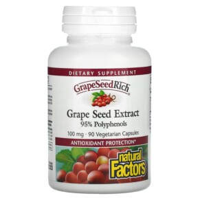 Natural Factors GrapeSeedRich Grape Seed Extract 100 mg 90 Vegetarian Capsules 068958045368