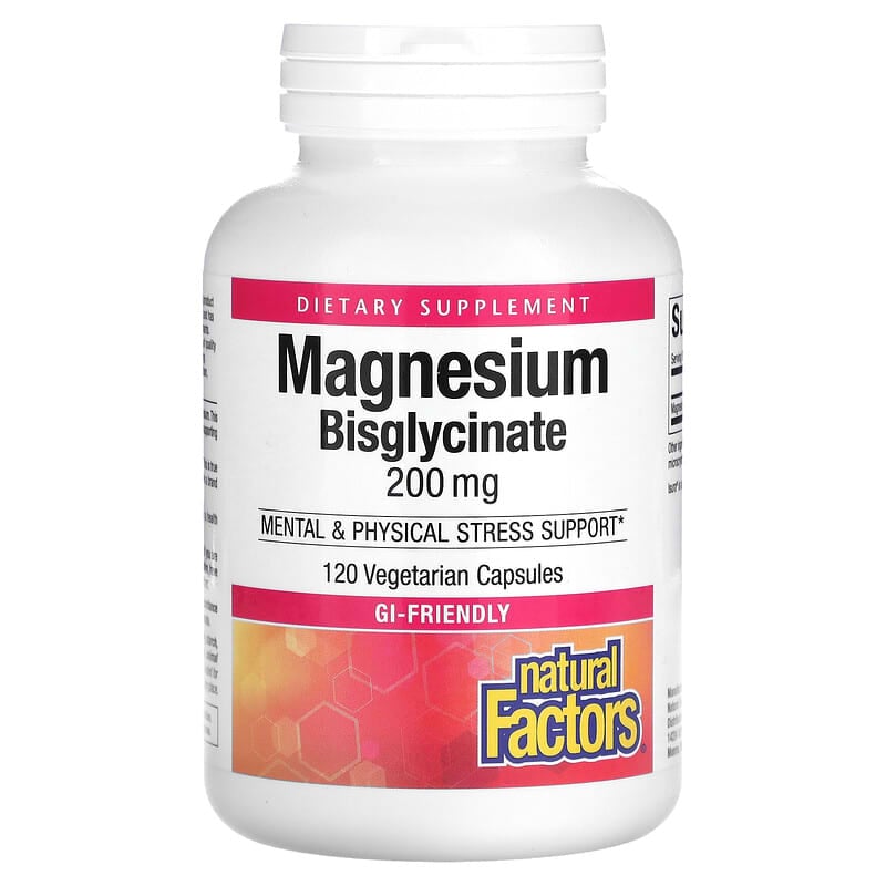 Natural Factors Magnesium Bisglycinate 200 mg 120 Vegetarian Capsules 1 Natural Factors Magnesium Bisglycinate 200 mg 120 Vegetarian Capsules 068958016412