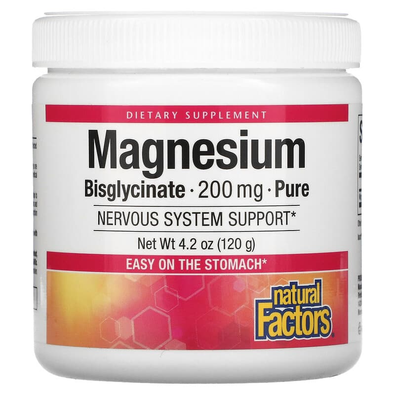 Natural Factors Magnesium Bisglycinate Pure 200 mg 4.2 oz (120 g) 1 Natural Factors Magnesium Bisglycinate Pure 200 mg 4.2 oz (120 g) 068958016429