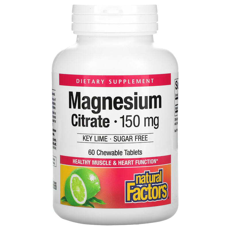 Natural Factors Magnesium Citrate Key Lime 150 mg 60 viên nhai 1 Natural Factors Magnesium Citrate Key Lime 150 mg 60 Chewable Tablets 068958016504
