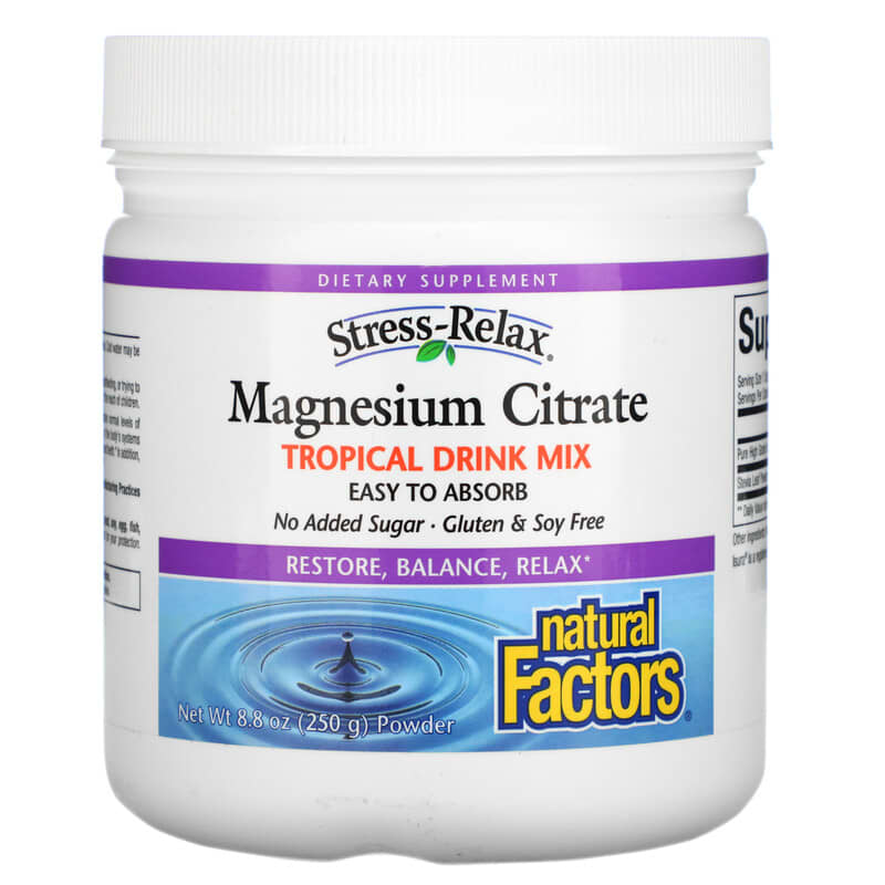 Natural Factors Magnesium Citrate Tropical Drink Mix 8.8 oz (250 g) 1 Natural Factors Magnesium Citrate Tropical Drink Mix 8.8 oz (250 g) 068958035420