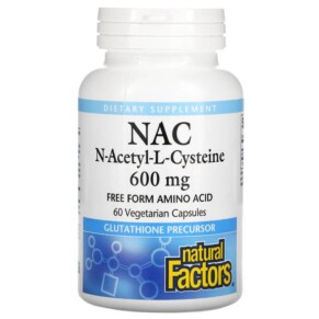 Natural Factors NAC N-Acetyl-L-Cysteine 600 mg 60 Vegetarian Capsules 068958028187