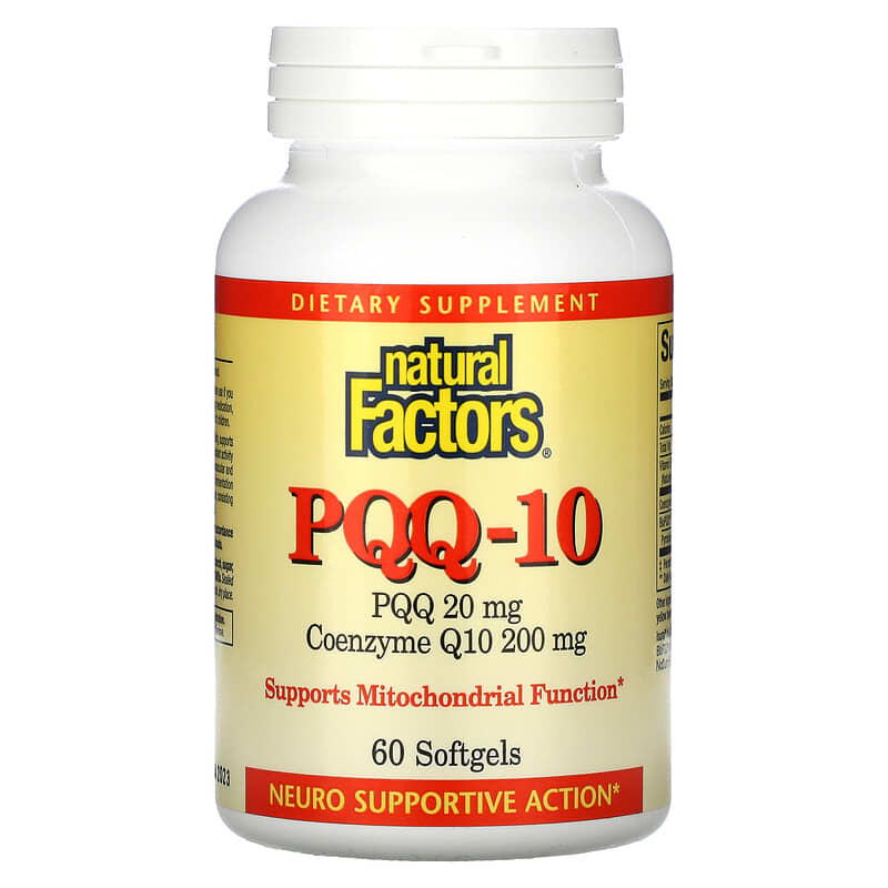 Natural Factors PQQ-10 PQQ 20 mg CoQ10 200 mg 60 Softgels 1 Natural Factors PQQ-10 PQQ 20 mg CoQ10 200 mg 60 Softgels 068958026190